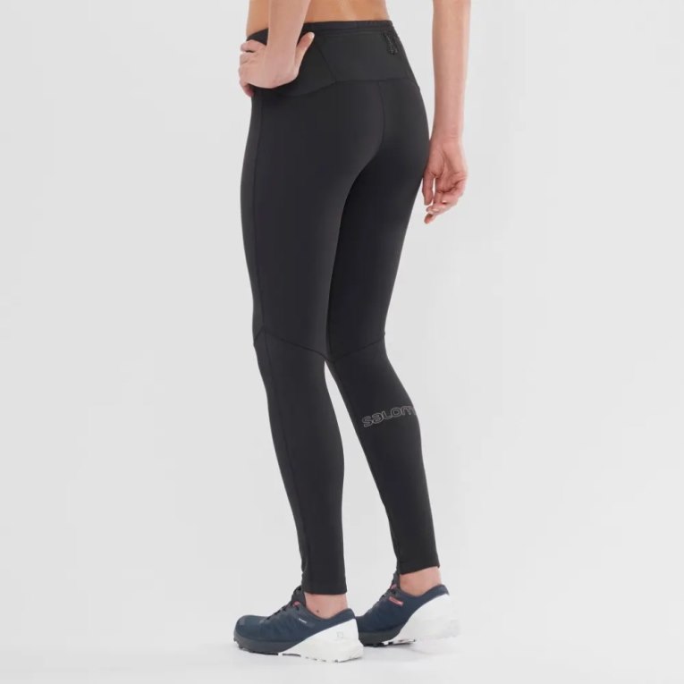 Black Salomon Xa Warm Women's Running Tights | IE SF4268